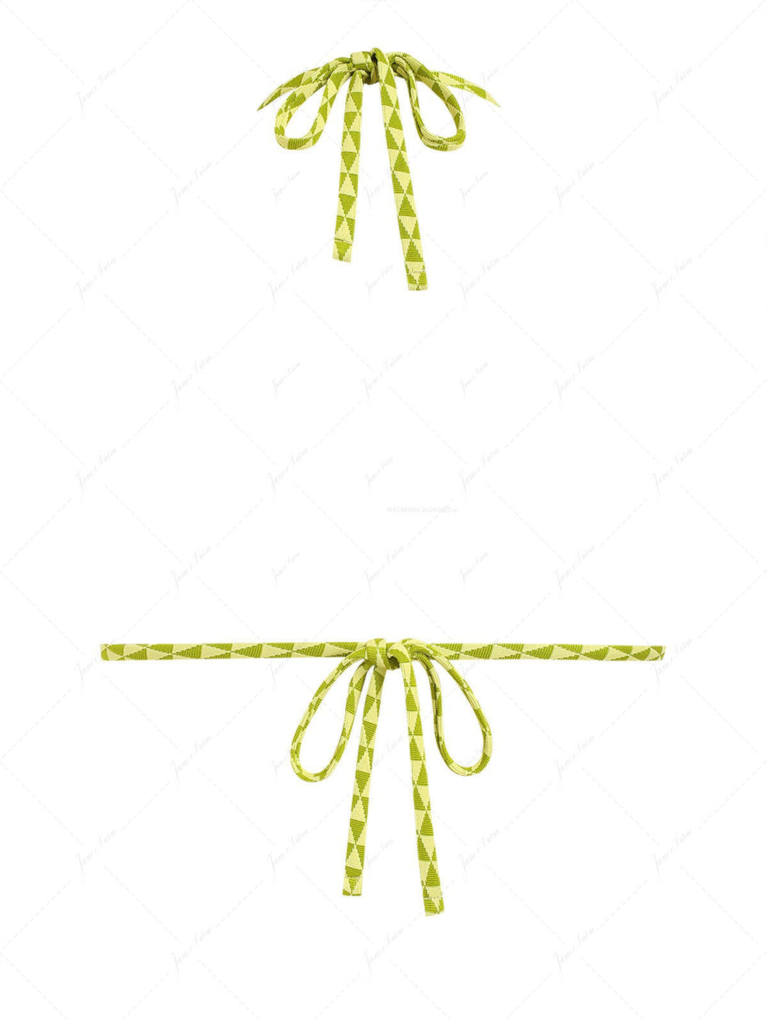 Green Triangular Grid Pattern Halter Triangle Bikini Top