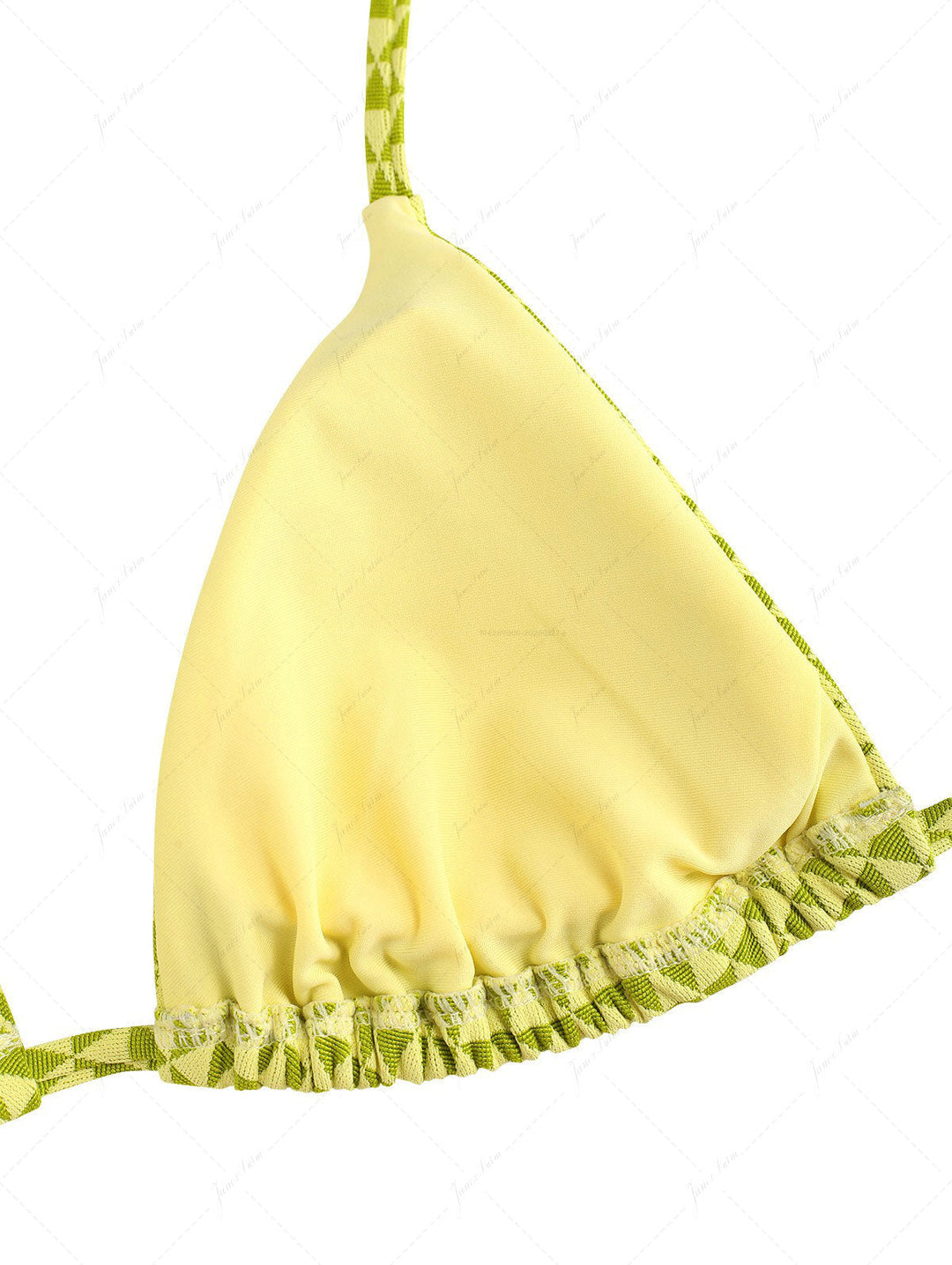 Green Triangular Grid Pattern Halter Triangle Bikini Top