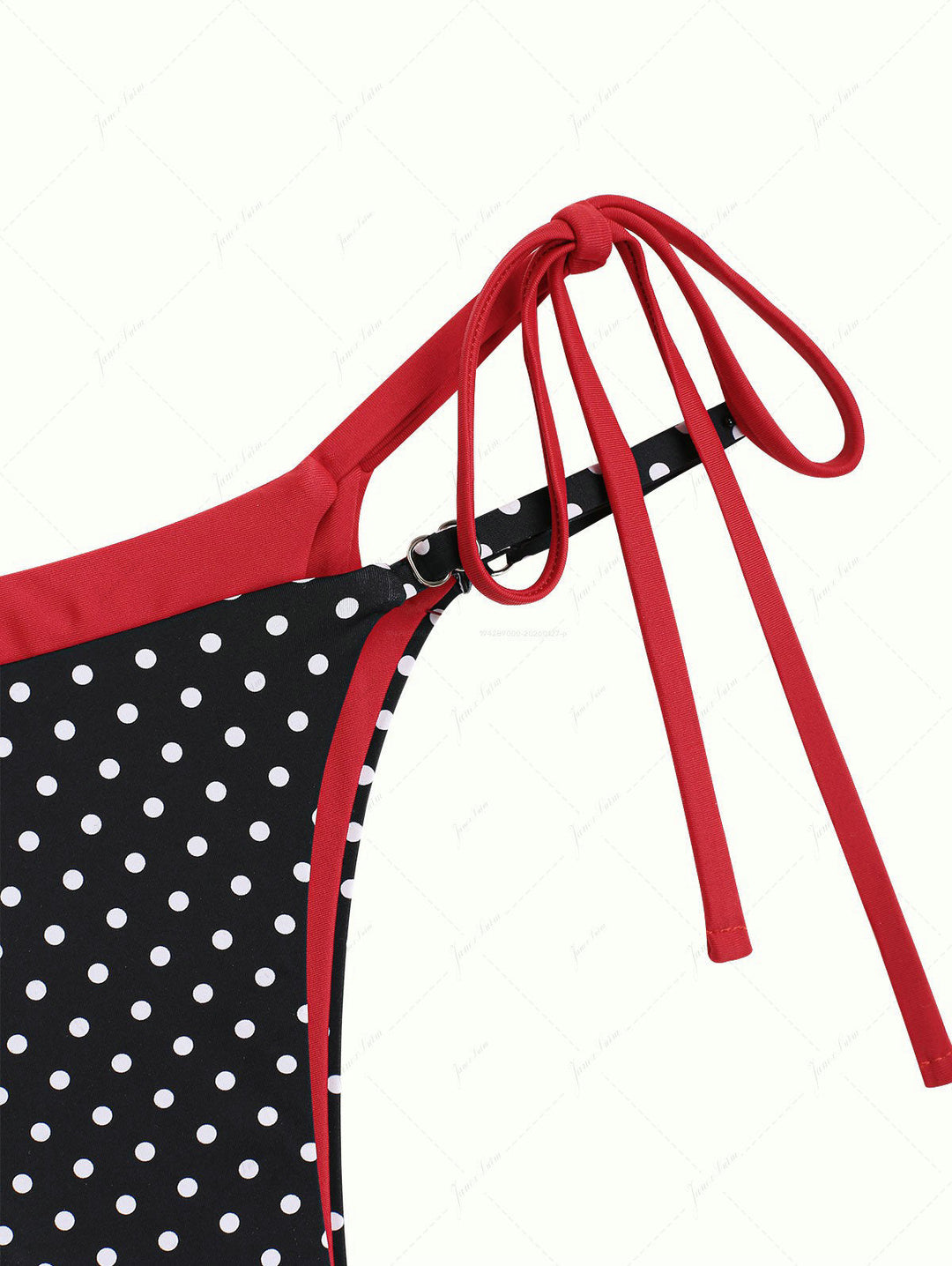 Black Contrast Color Polka Dot Print Double Layer Bikini Bottom