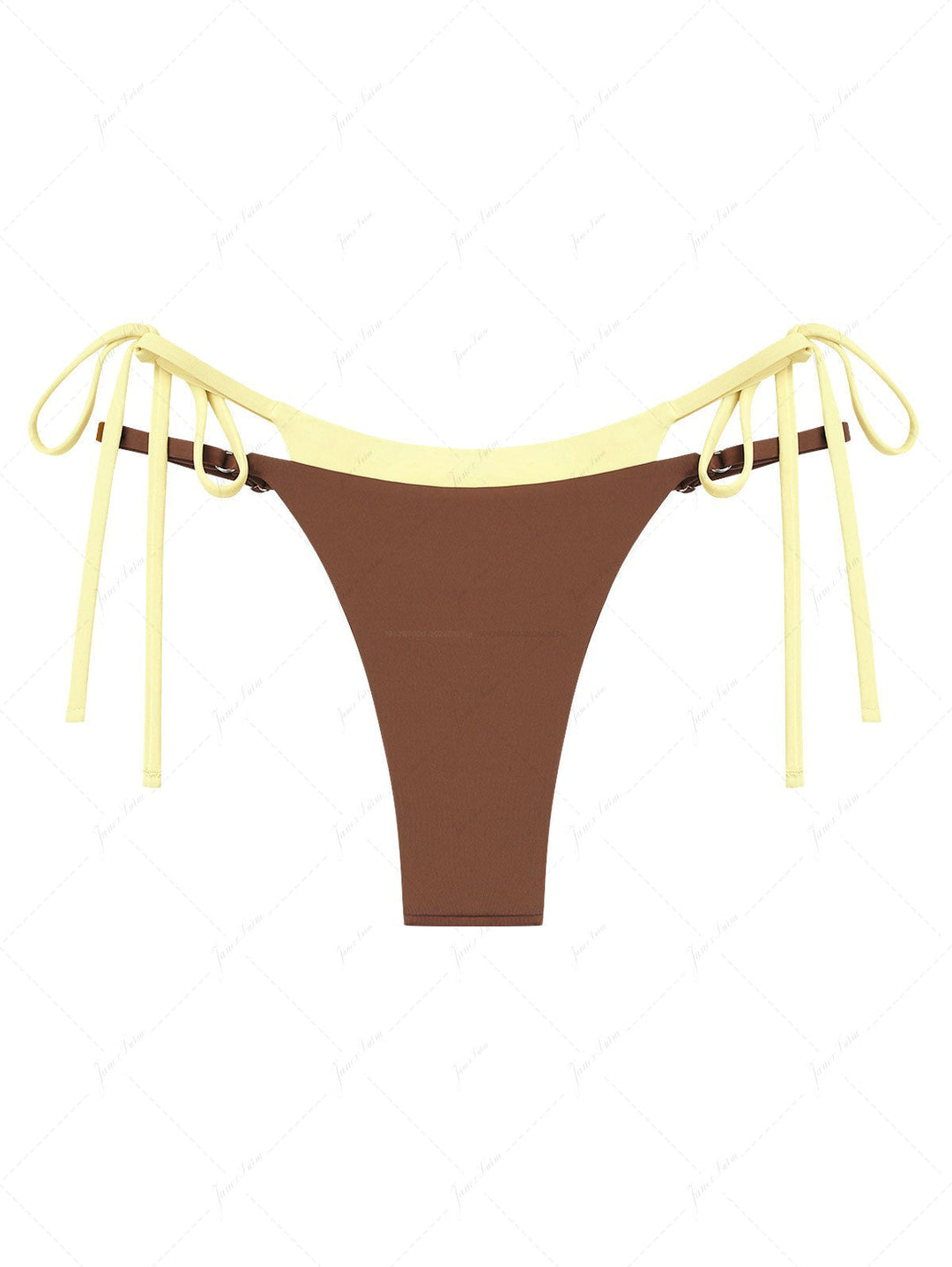 Brown & Yellow Two Tone Tie Side Double Layer Bikini Bottom