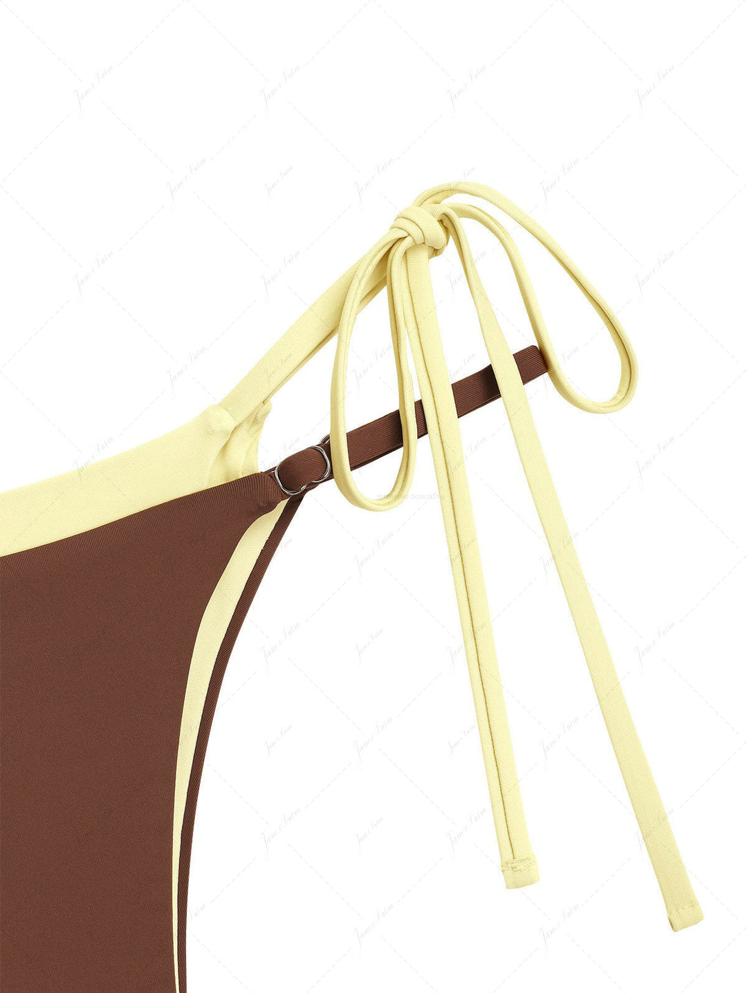 Brown & Yellow Two Tone Tie Side Double Layer Bikini Bottom