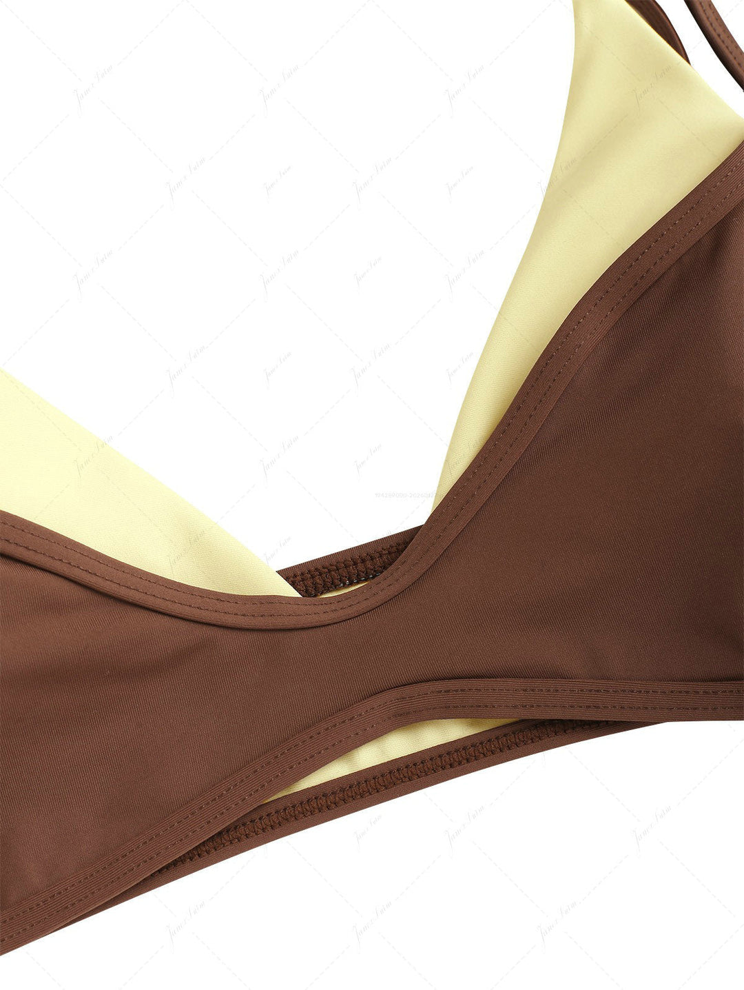 Janex Brown & Yellow Two Tone Tie Side Double Layer Bikini Set