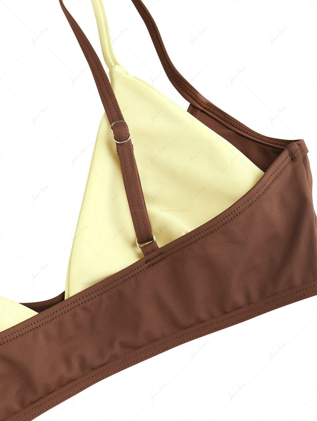 Janex Brown & Yellow Two Tone Tie Side Double Layer Bikini Set