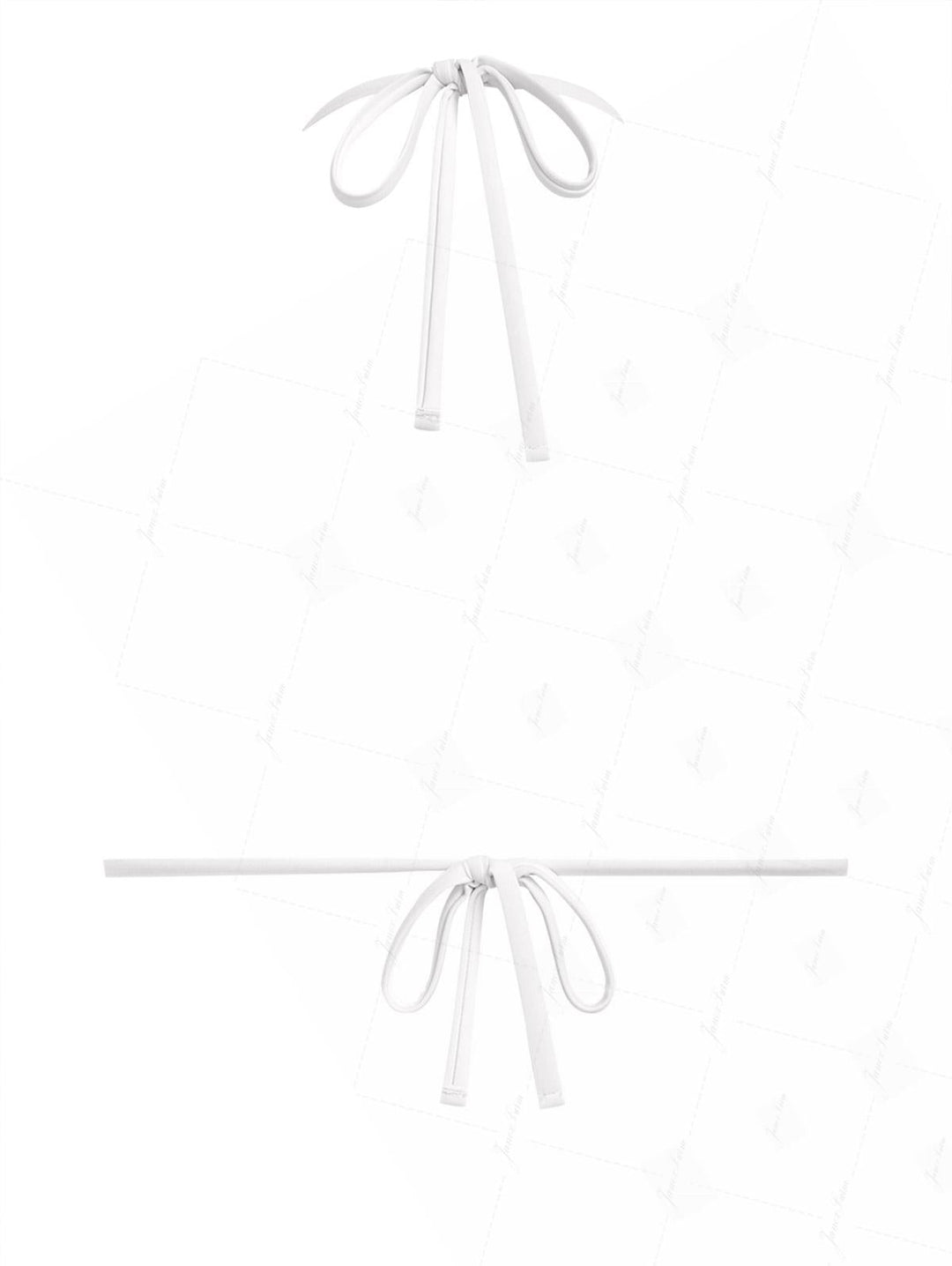 White Recycled Fabric Jacquard Bowknot Halter Triangle Bikini Top
