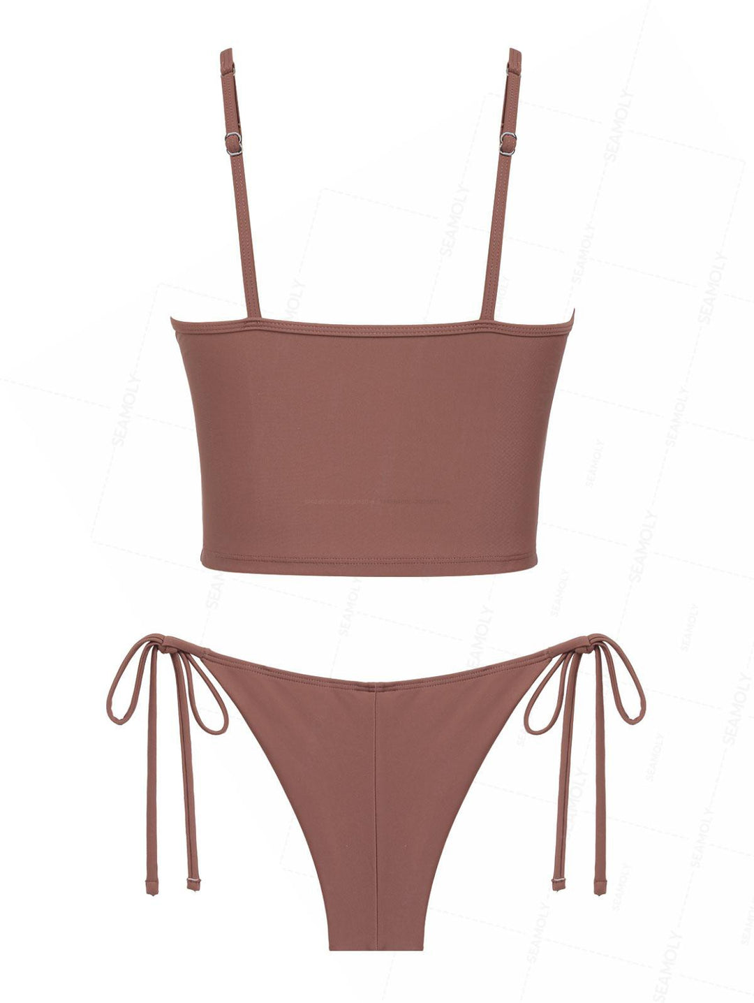 Seamolly Embroidered Scalloped Edge Cami Tank Top & Brazilian Bottom Tankini Set