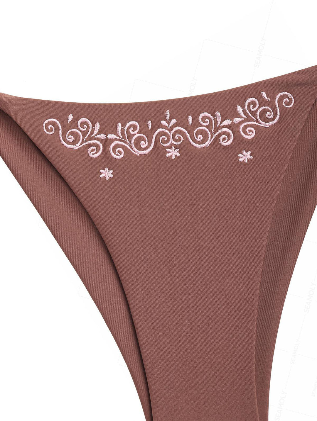 Seamolly Embroidered Scalloped Edge Cami Tank Top & Brazilian Bottom Tankini Set