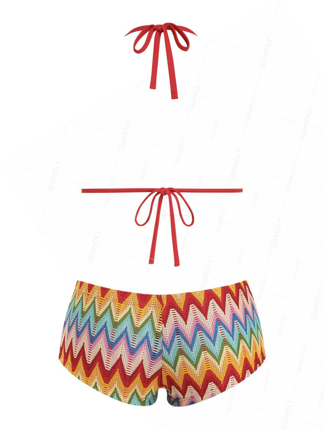 Seamolly Crochet Chevron Contrast Binding Cheeky Boyshorts Bikini Set