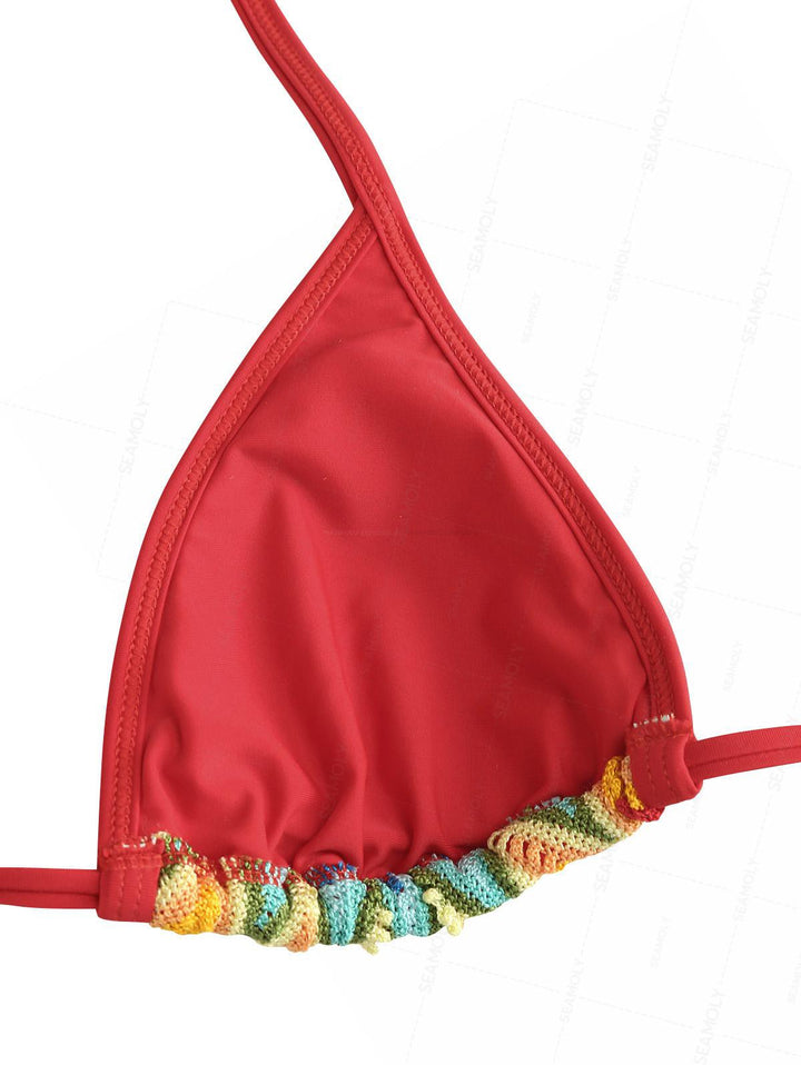 Seamolly Crochet Chevron Contrast Binding Cheeky Boyshorts Bikini Set