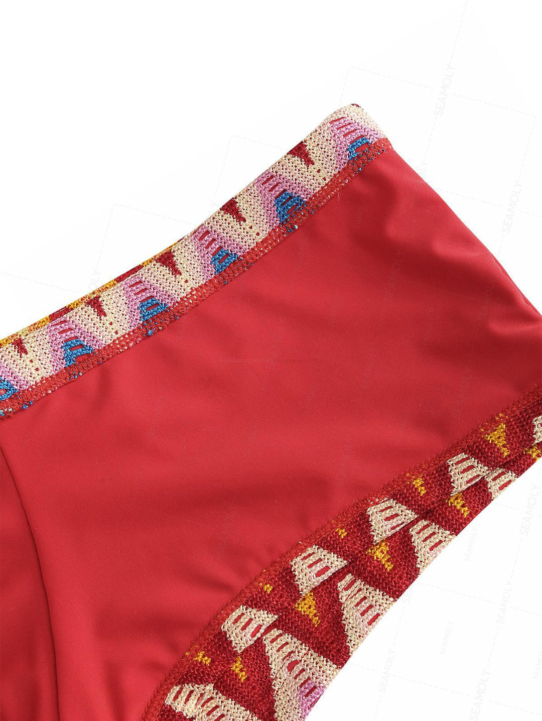 Seamolly Crochet Chevron Contrast Binding Cheeky Boyshorts Bikini Set