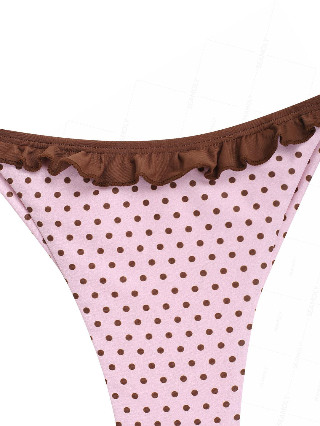 Seamolly Polka Dot Print Ruffles Triangle Top & Brazilian Bottom Bikini Set