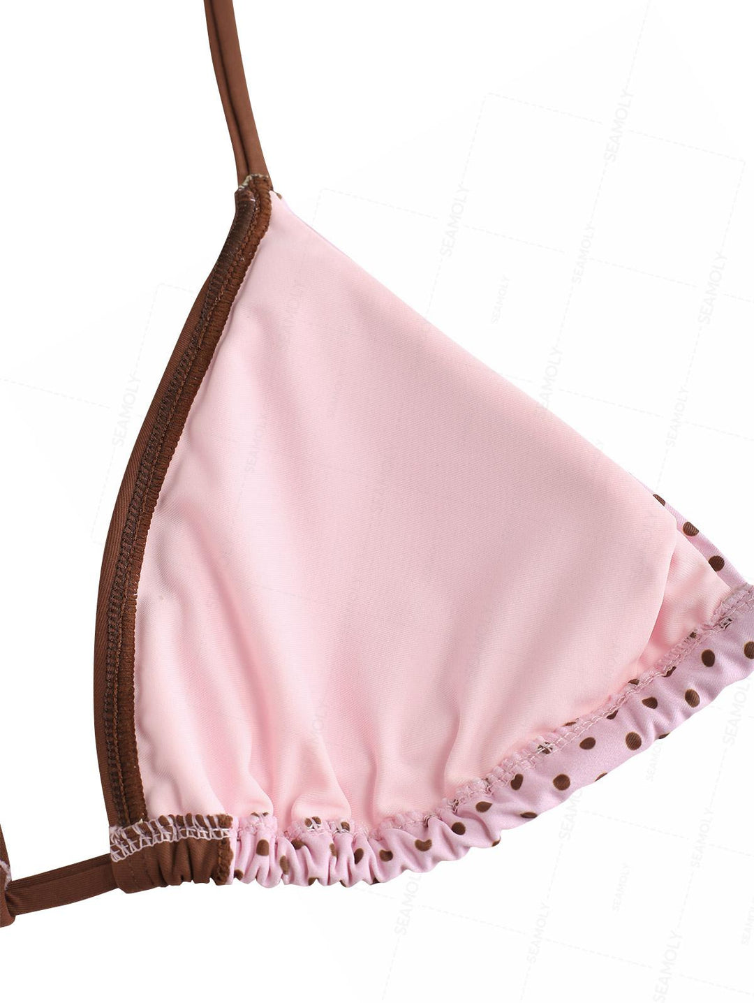 Seamolly Polka Dot Print Ruffles Triangle Top & Brazilian Bottom Bikini Set