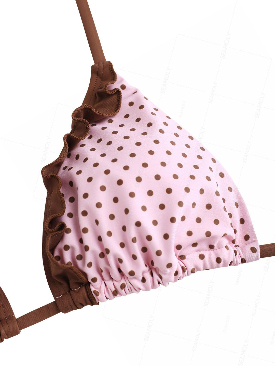 Seamolly Polka Dot Print Ruffles Triangle Top & Brazilian Bottom Bikini Set