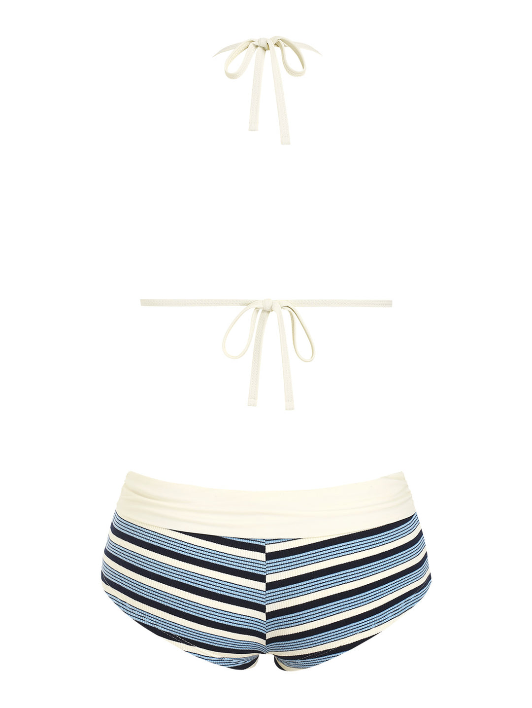 Seamolly Y2K Striped Molded Cups Triangle Top & Foldover Cheeky Boyshorts Bikini Set