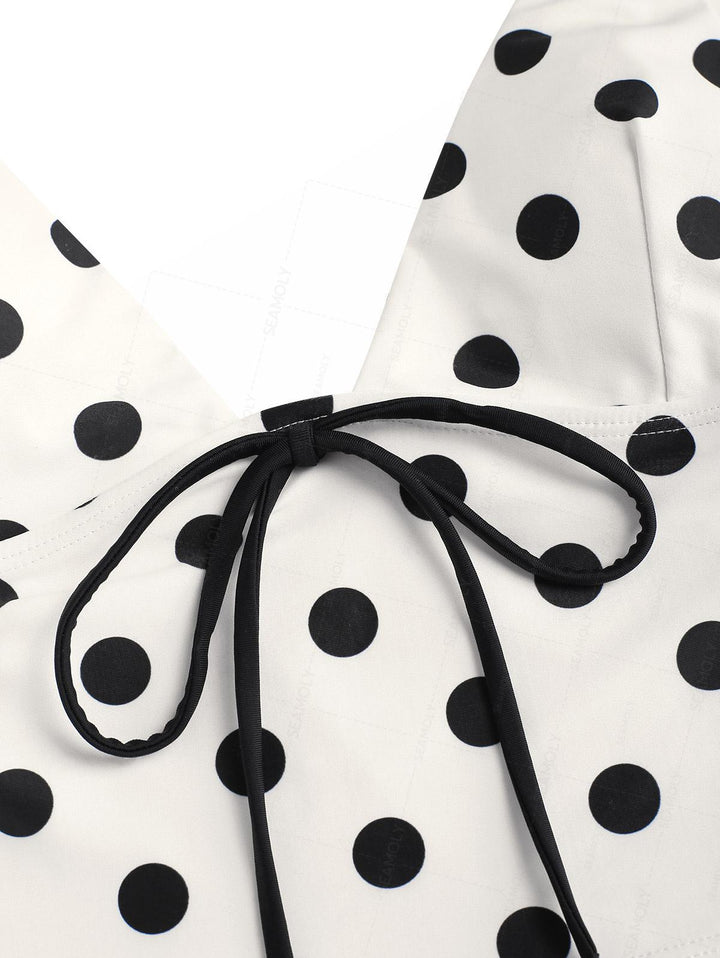 Seamolly Polka Dot Print Cami Tank Top & Brazilian Bottom Tankini Set