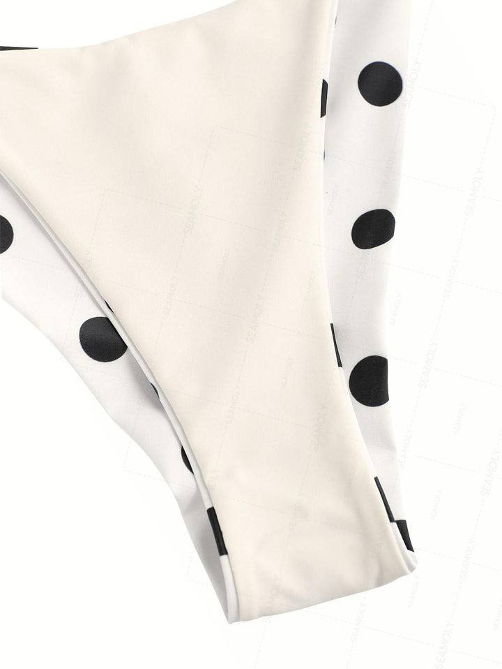 Seamolly Polka Dot Print Cami Tank Top & Brazilian Bottom Tankini Set