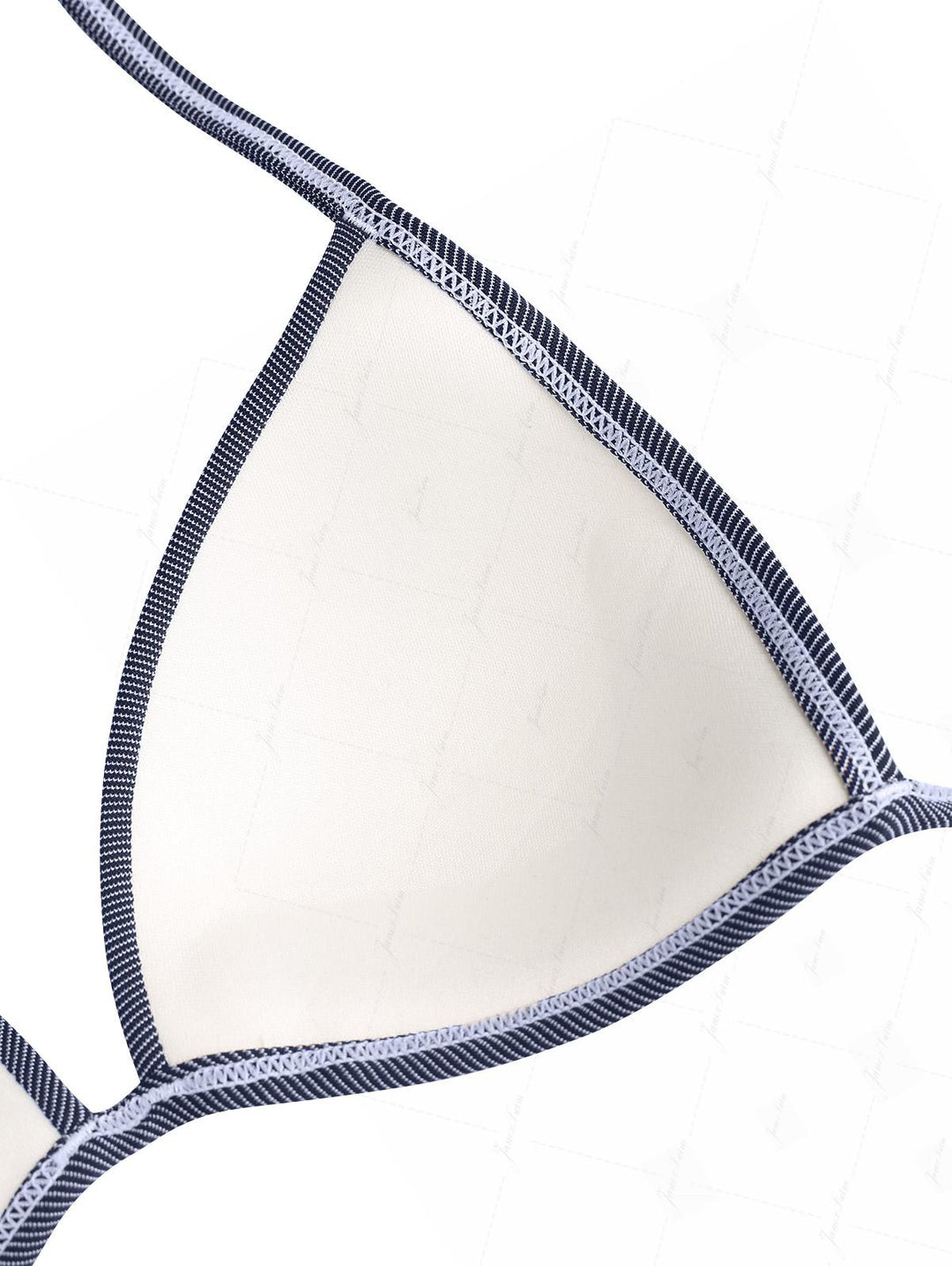 Deep Blue Denim Fabric Halter Triangle Push Up Bikini Top
