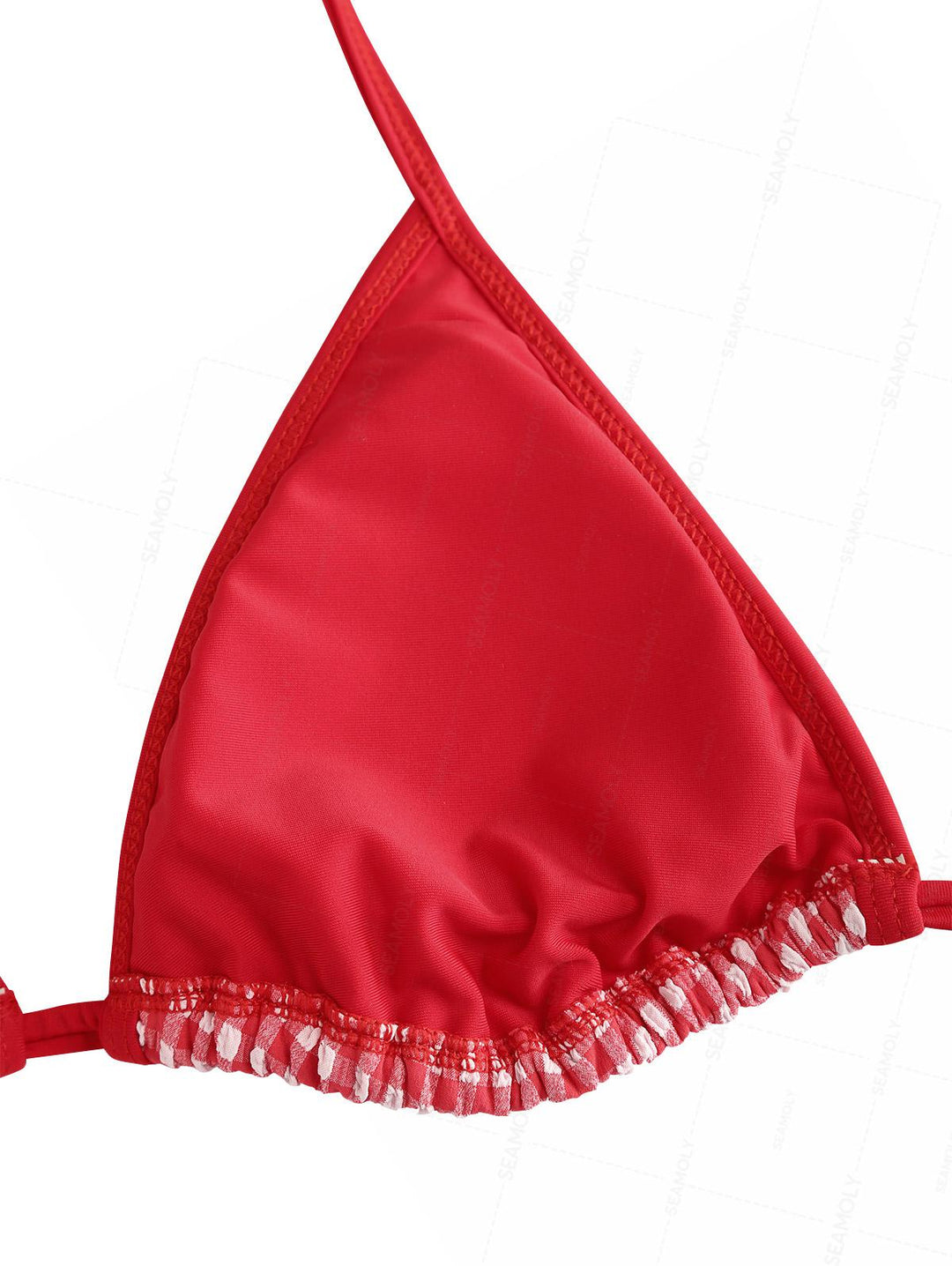 Seamolly Gingham Contrast Binding Smocked Ruffles Skirtini Bikini Set