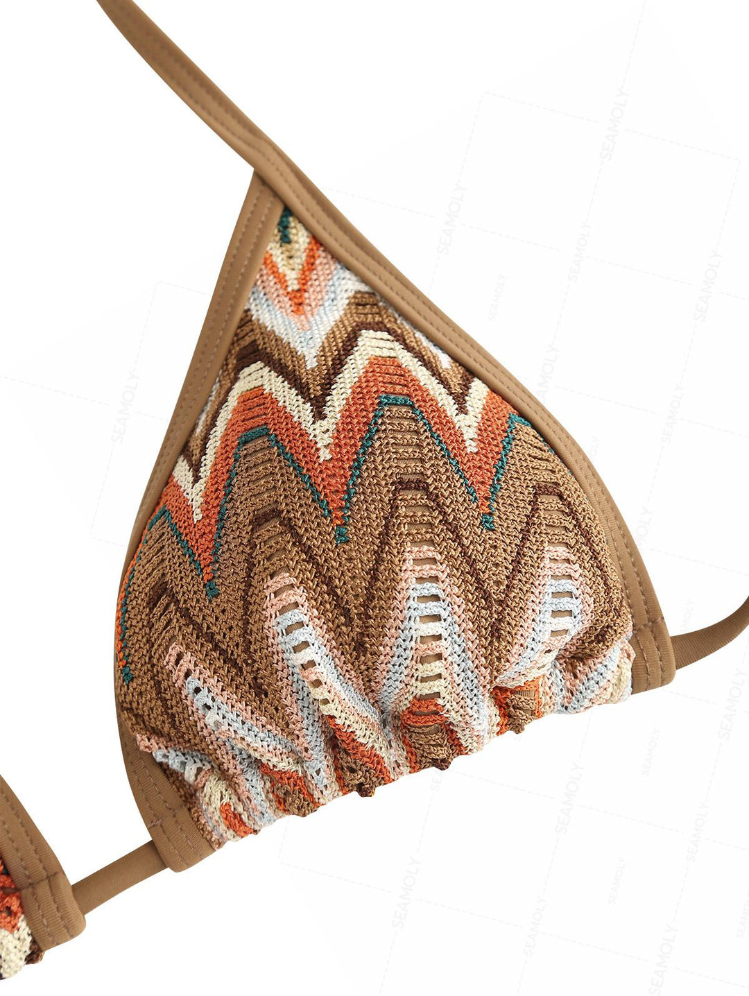 Seamolly Crochet Chevron Contrast Binding Cheeky Boyshorts Bikini Set