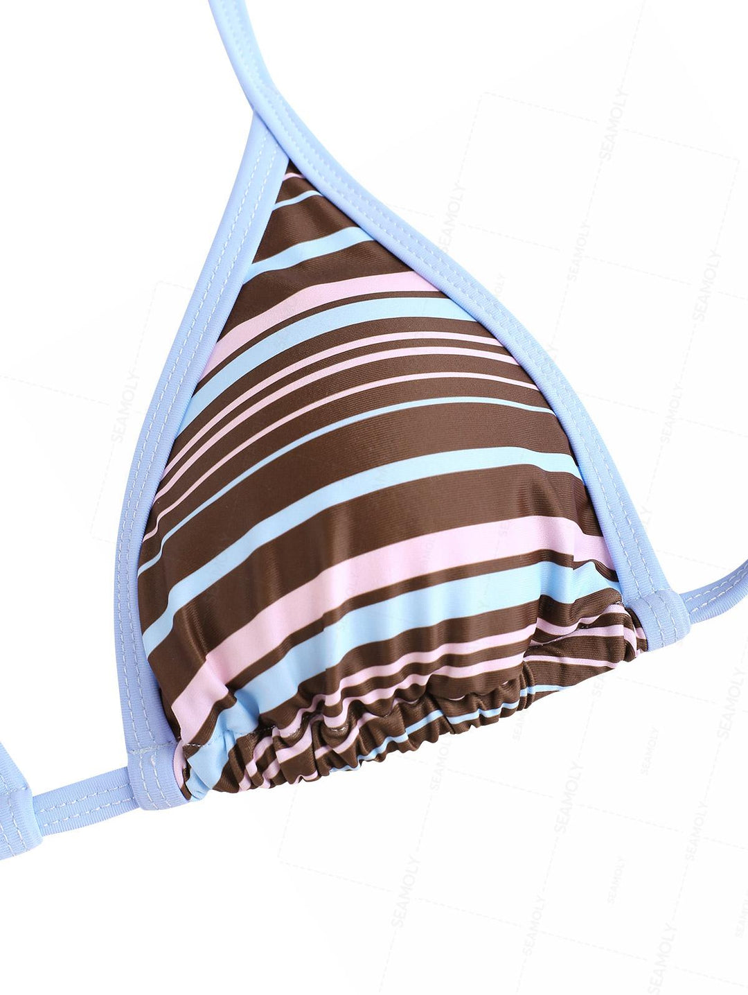 Seamolly Striped Contrast Binding Cheeky Boyshorts Bikini Set