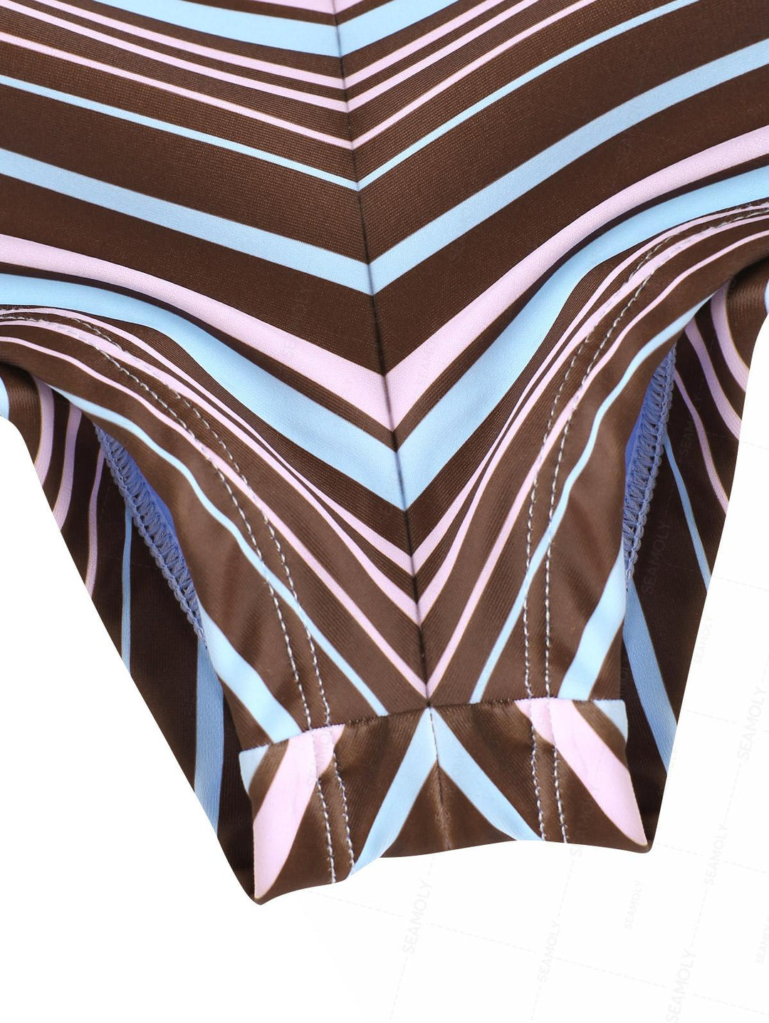 Seamolly Striped Contrast Binding Cheeky Boyshorts Bikini Set