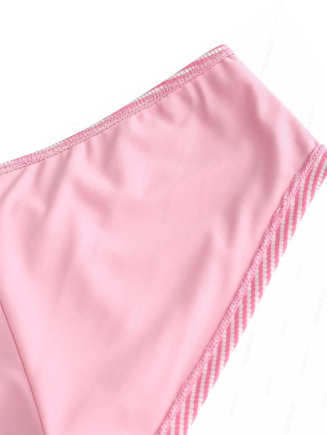 Seamolly Striped Grommet Lace Up Bikini Bottom Cheeky Swim Boyshorts