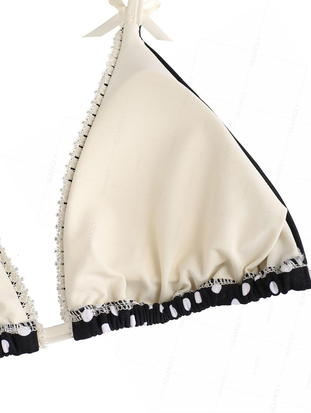 Seamolly Polka Dot Lace Bowknot Cheeky Boyshorts Bikini Set