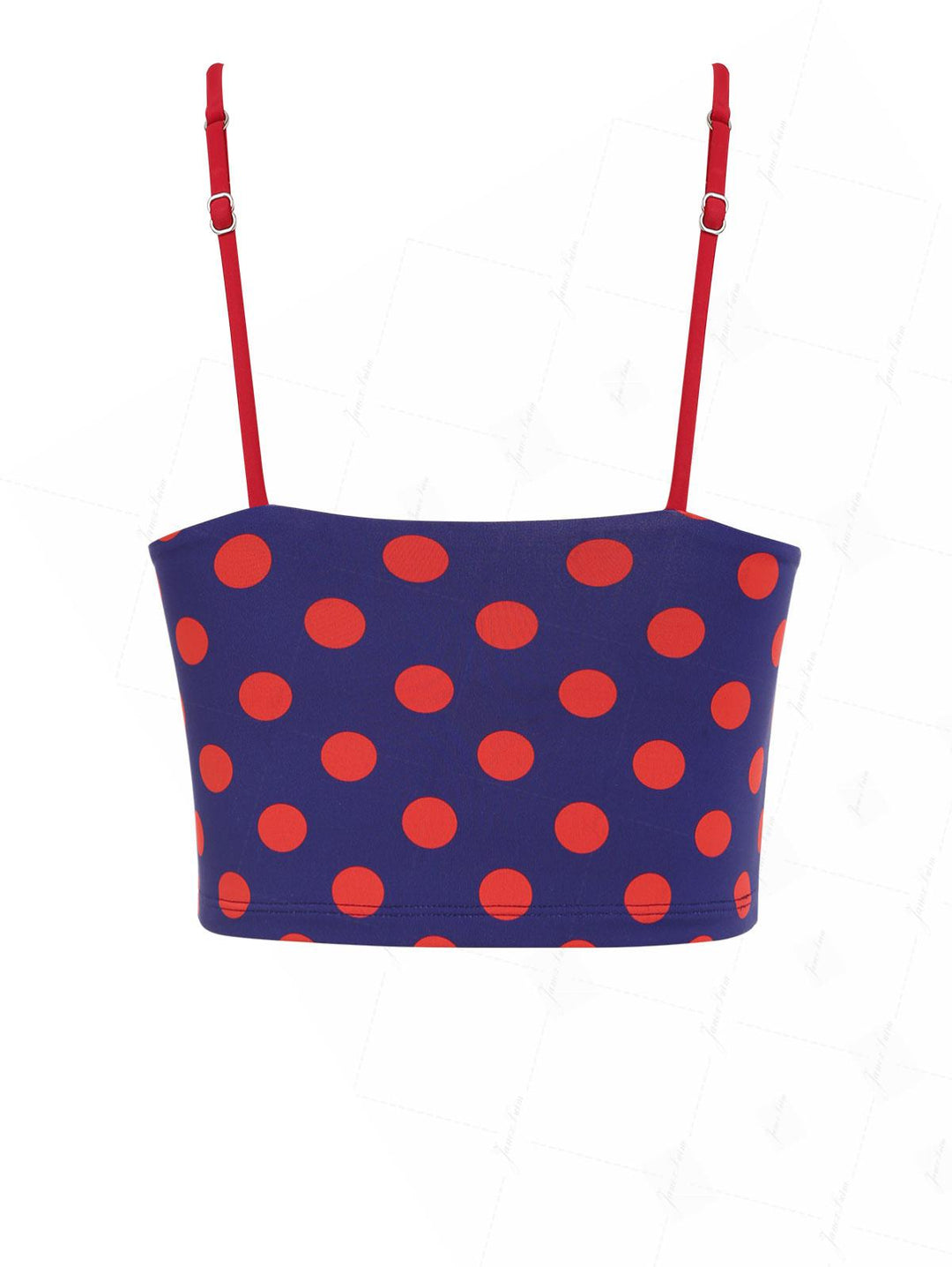 Midnight Blue Polka Dot Print Plunging Neck Cami Tankini Top