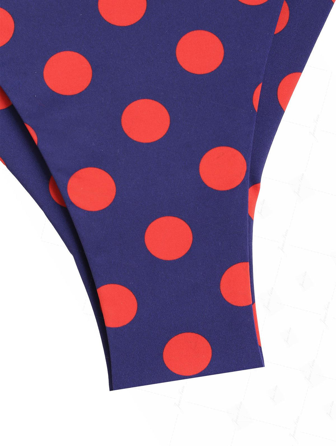 Midnight Blue Polka Dot Lace Bowknot Triangle Top & Cheeky Brazilian Bottom Bikini Set