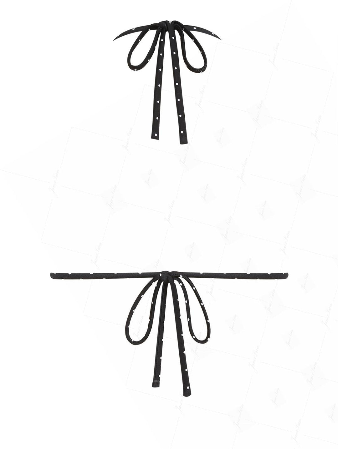 Black Polka Dot Print Halter Triangle Reversible Bikini Top