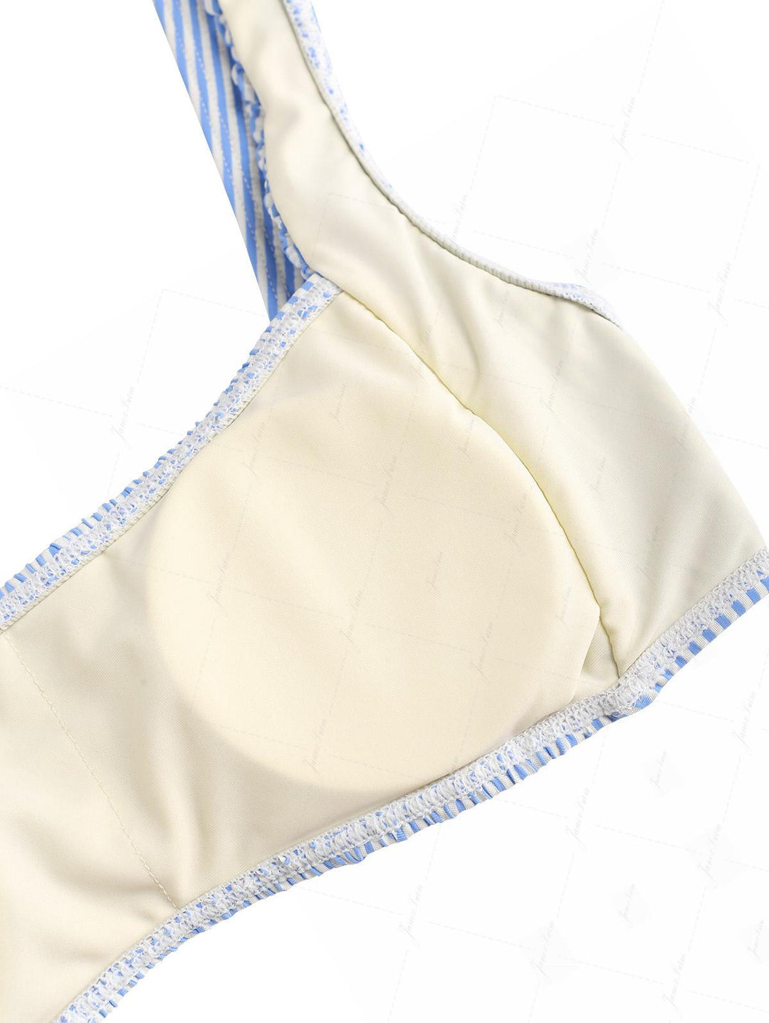 Light Blue Striped Ruched Layered Peplum Skirtini Bikini Set