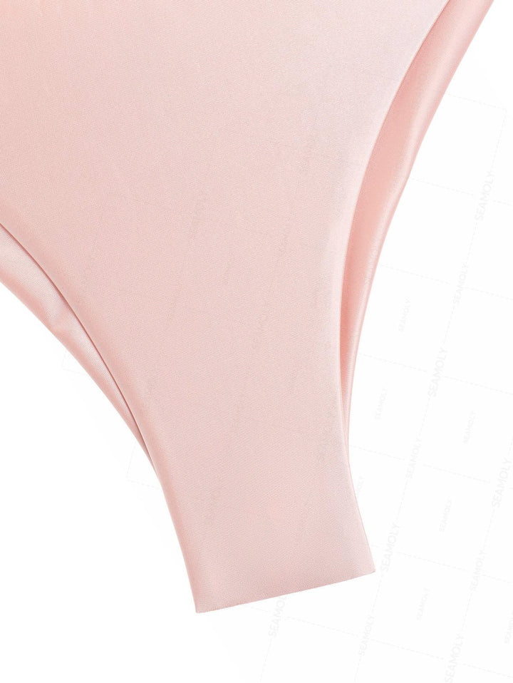 Seamolly Satin Ruched Underwire Push Up Top & Cheeky Brazilian Bottom Bikini Set