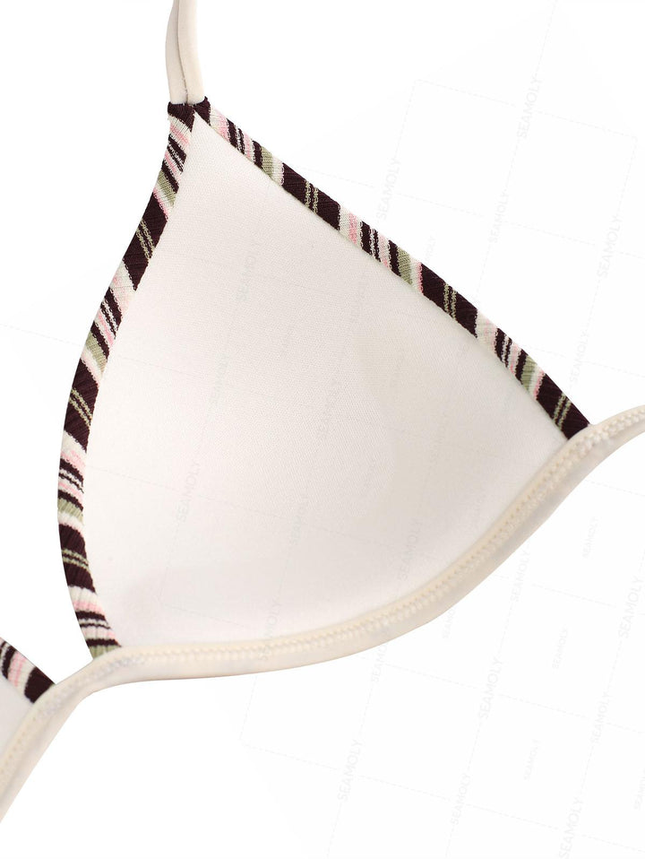 Seamolly Striped Triangle Push Up Top & Cheeky Brazilian Bottom Bikini Set