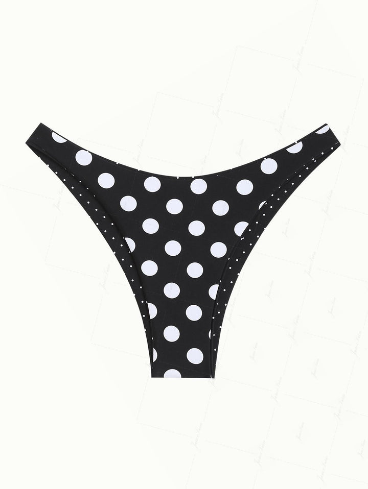 Black Polka Dot Print Reversible Cheeky Bikini Bottom
