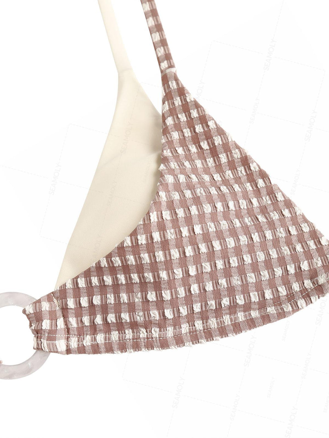 Seamolly Contrast Color Gingham O Ring Double Layer Bikini Set