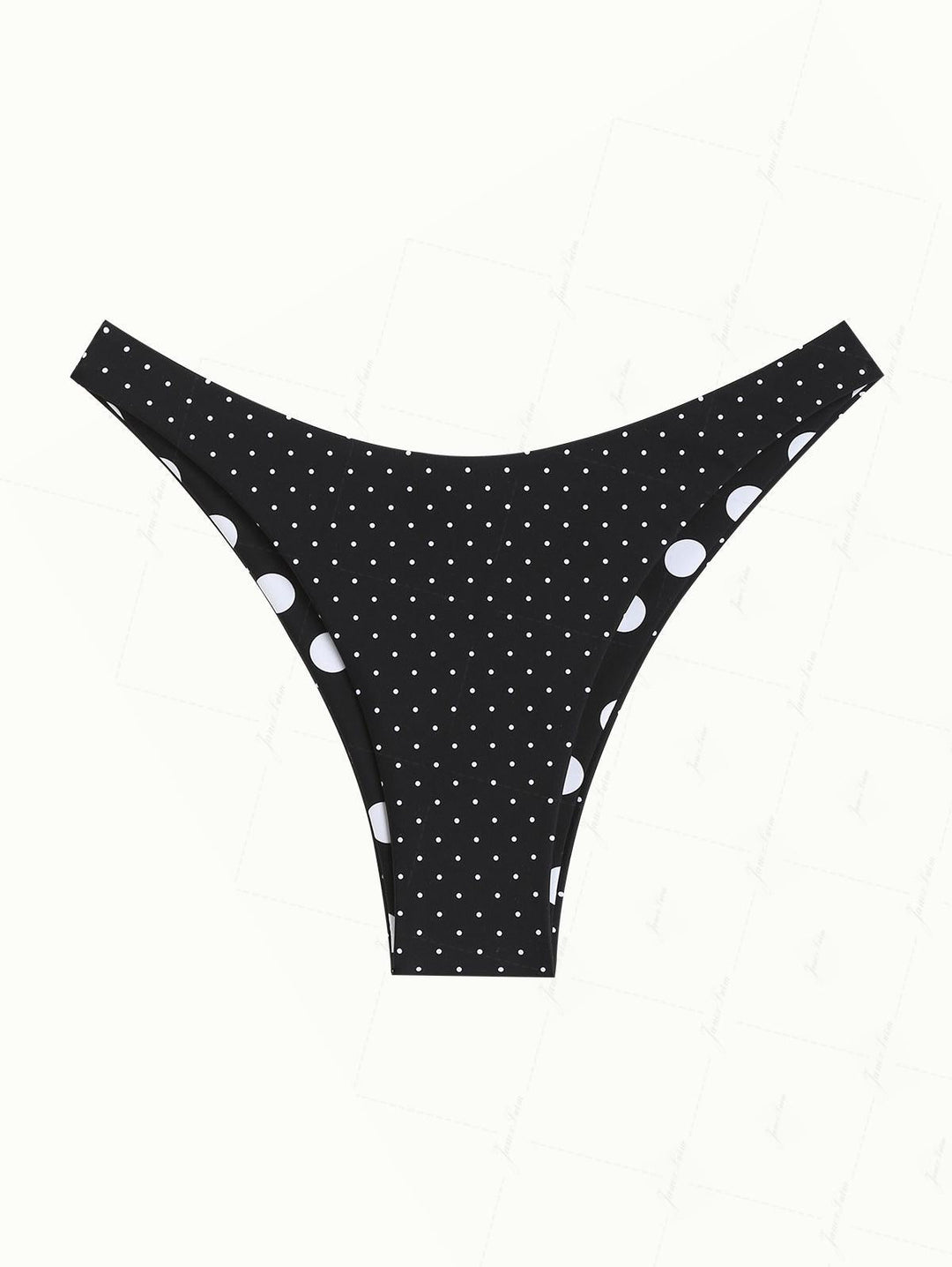 Black Polka Dot Print Reversible Cheeky Bikini Bottom