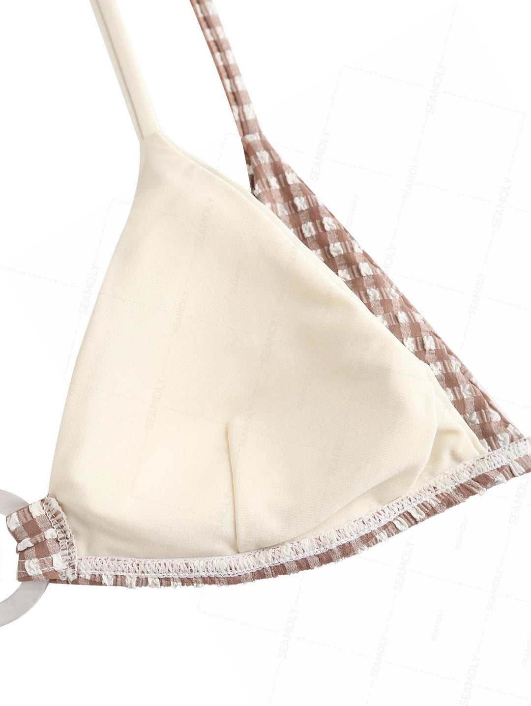 Seamolly Contrast Color Gingham O Ring Double Layer Bikini Set