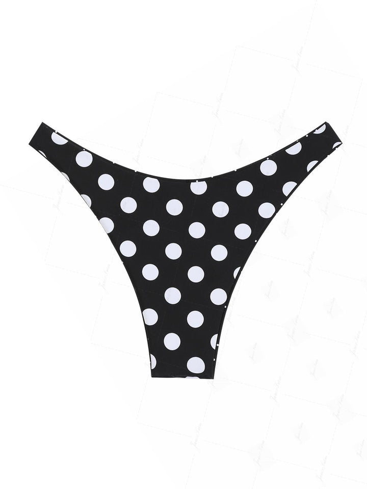 Black Polka Dot Print Reversible Cheeky Bikini Bottom