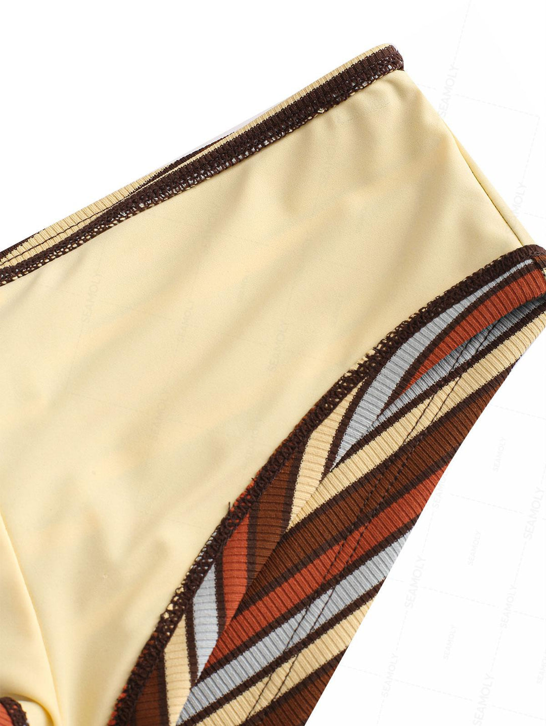 Seamolly Y2K Striped Triangle Push Up Top & Cheeky Boyshorts Bikini Set