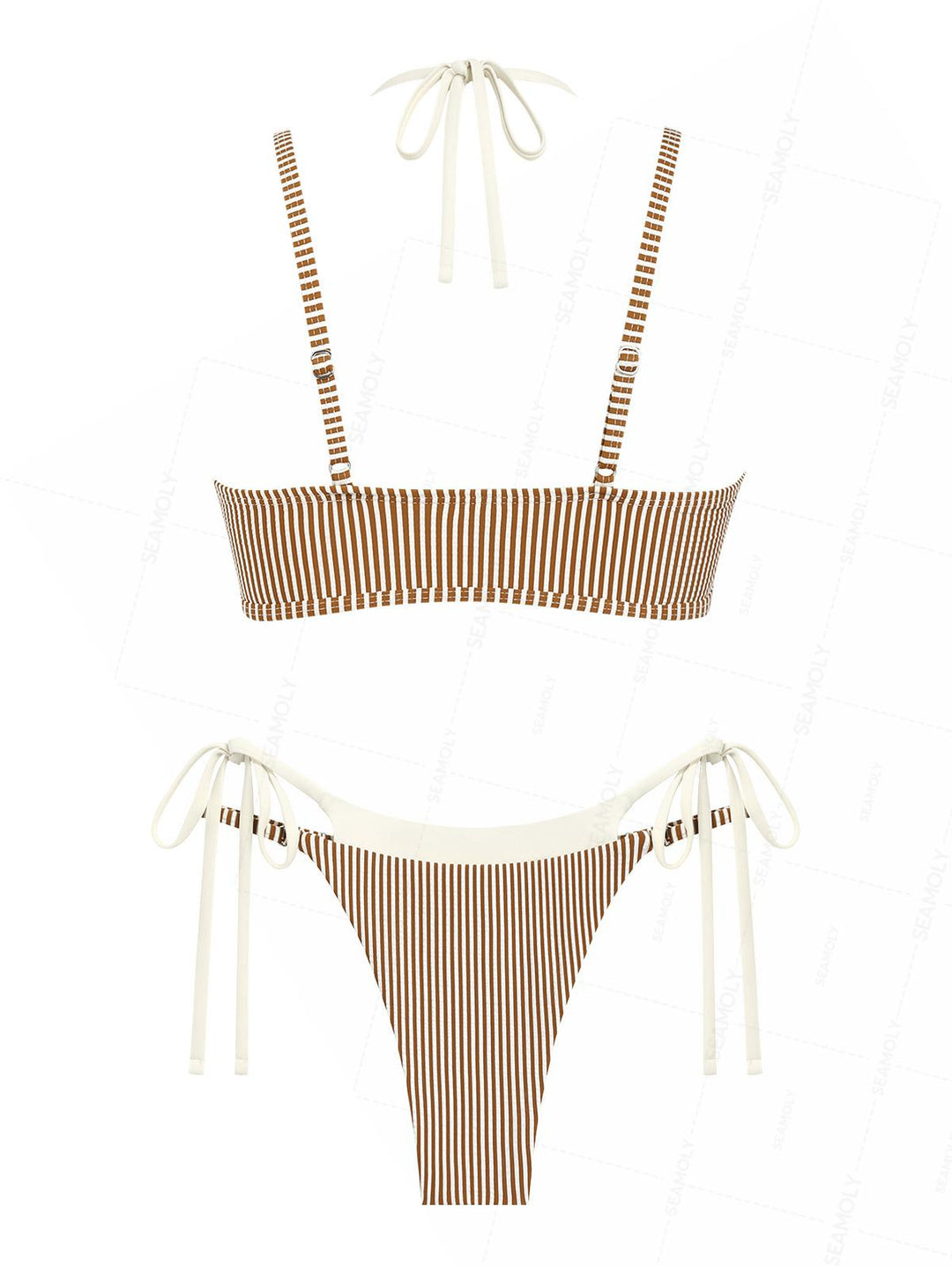 Seamolly Contrast Color Striped String Double Layer Bikini Set