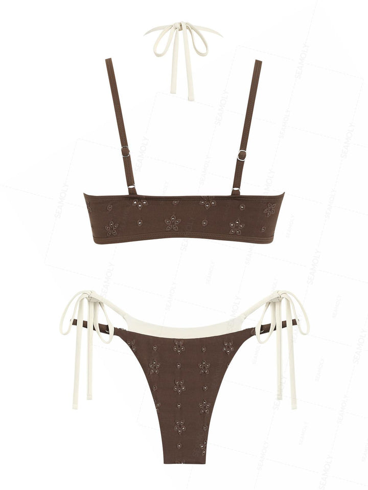 Seamolly Recycled Fabric Jacquard String Double Layer Bikini Set