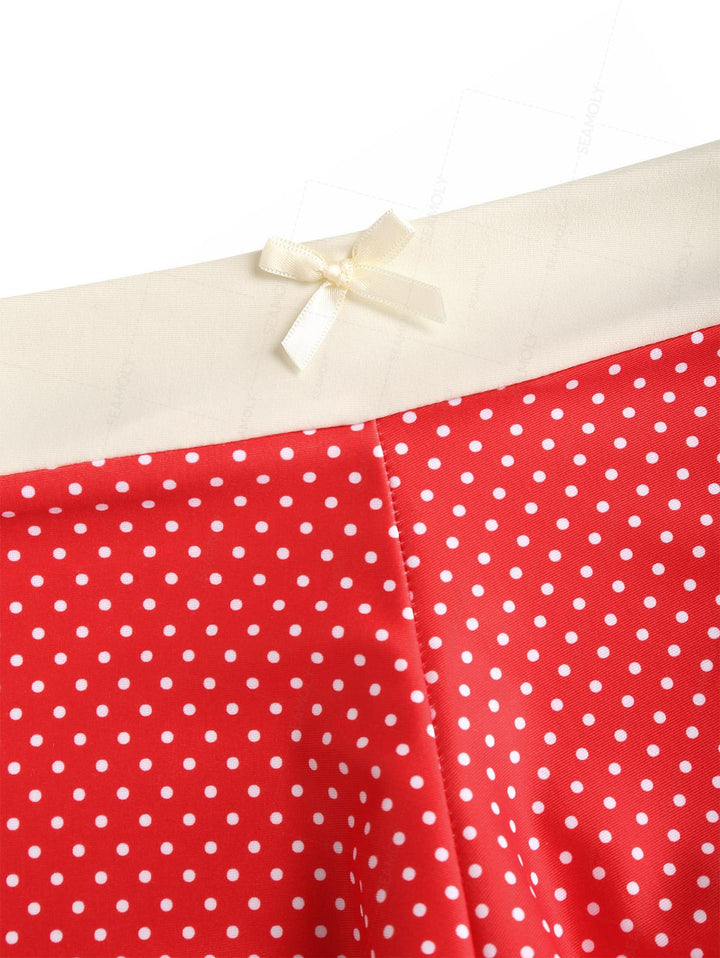 Seamolly Polka Dot Print Bowknot Bikini Bottom Cheeky Swim Boyshorts