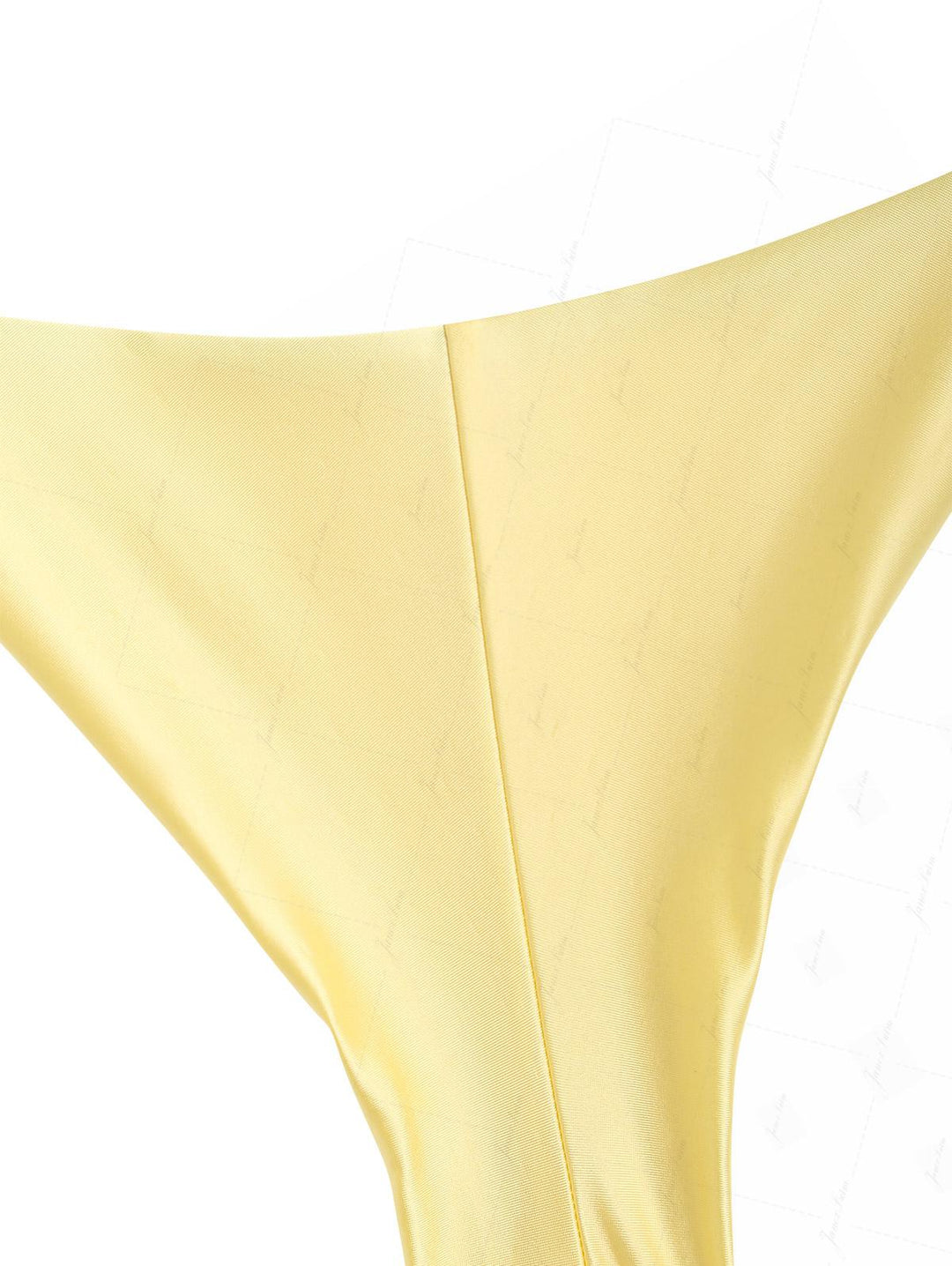 Light Yellow Satin Ruched Triangle Top & Cheeky Brazilian Bottom Bikini Set