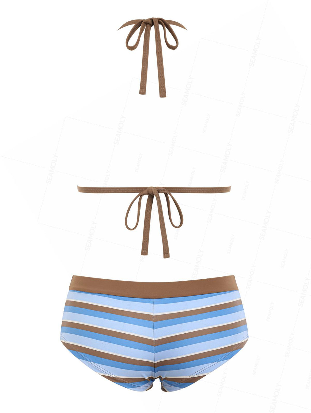 Seamolly Striped Contrast Binding Cheeky Boyshorts Bikini Set