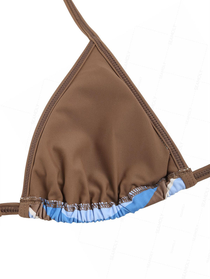 Seamolly Striped Contrast Binding Cheeky Boyshorts Bikini Set