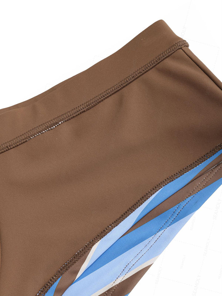 Seamolly Striped Contrast Binding Cheeky Boyshorts Bikini Set