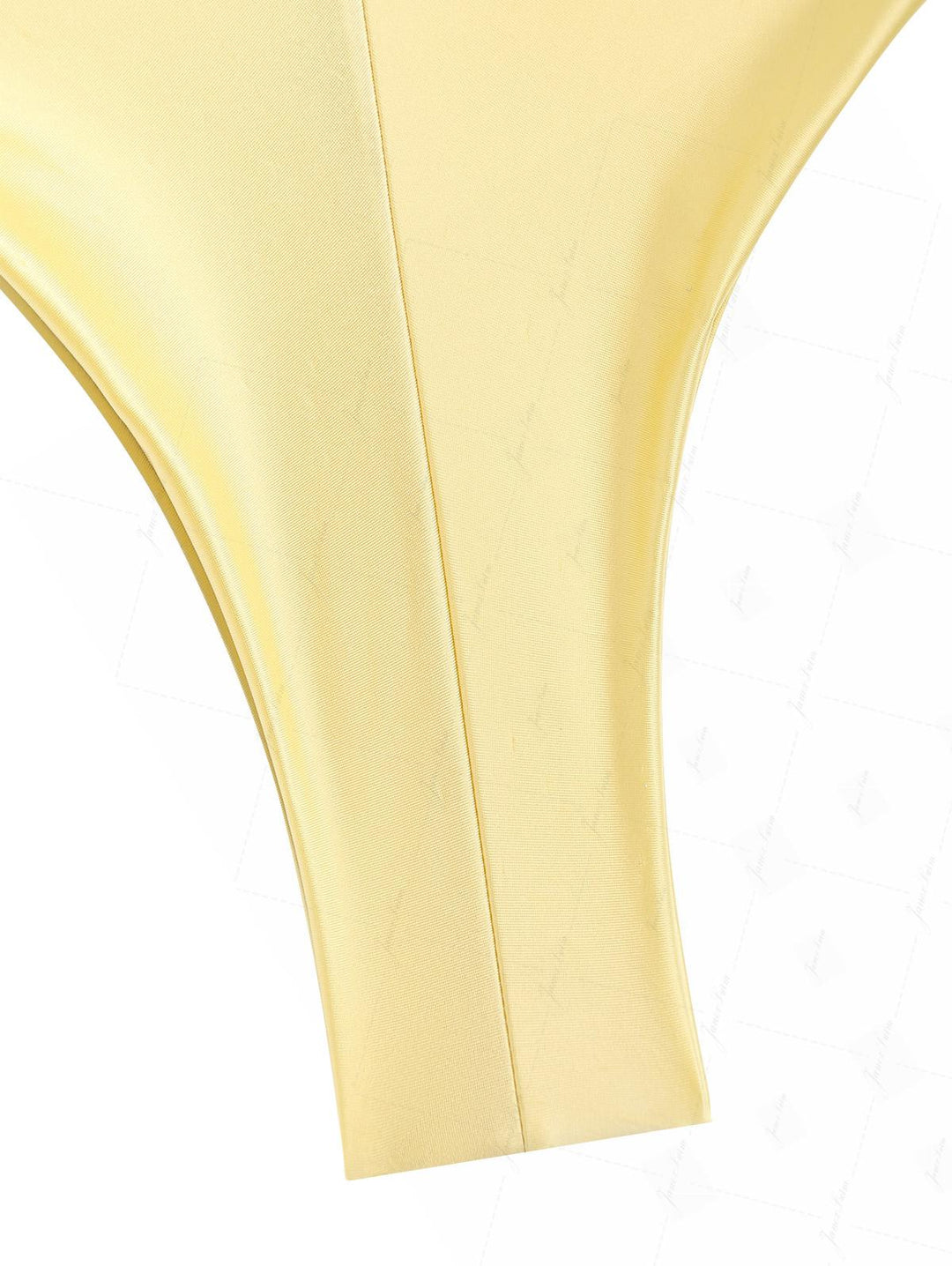 Light Yellow Satin Ruched Underwire Push Up Top & Cheeky Brazilian Bottom Bikini Set