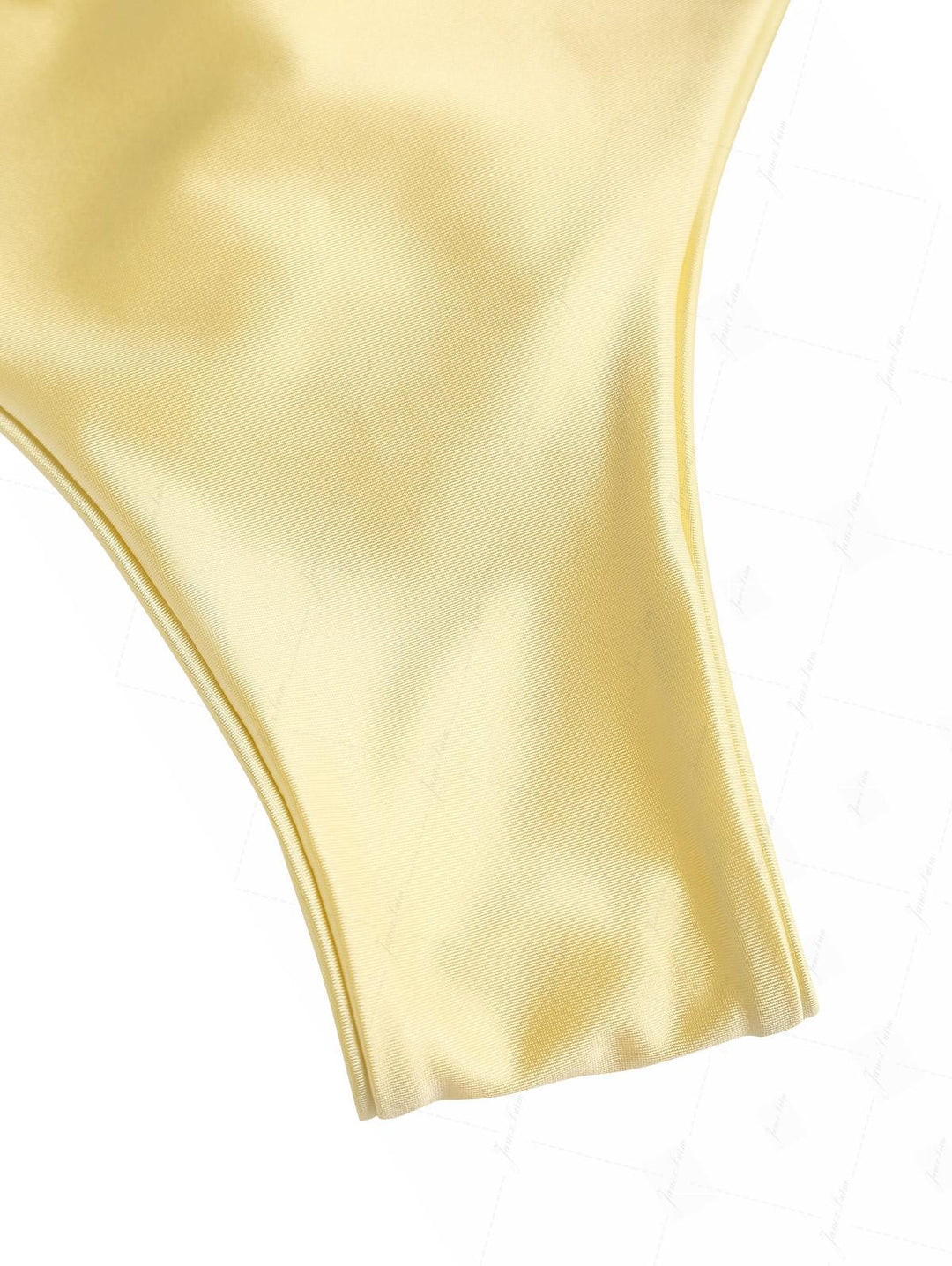 Light Yellow Satin Ruched Underwire Push Up Top & Cheeky Brazilian Bottom Bikini Set