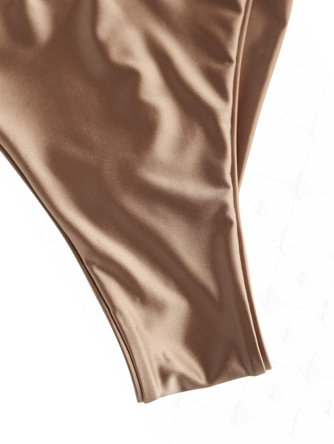 Coffee Satin Contrast Color String Cheeky Brazilian Bikini Bottom