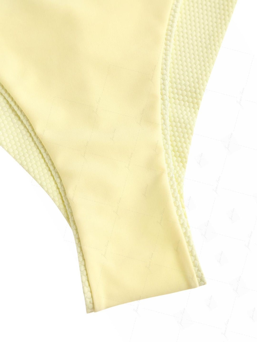 Light Yellow Textured Knit Fabric Underwire Top & Cheeky Brazilian Bottom Bikini Set