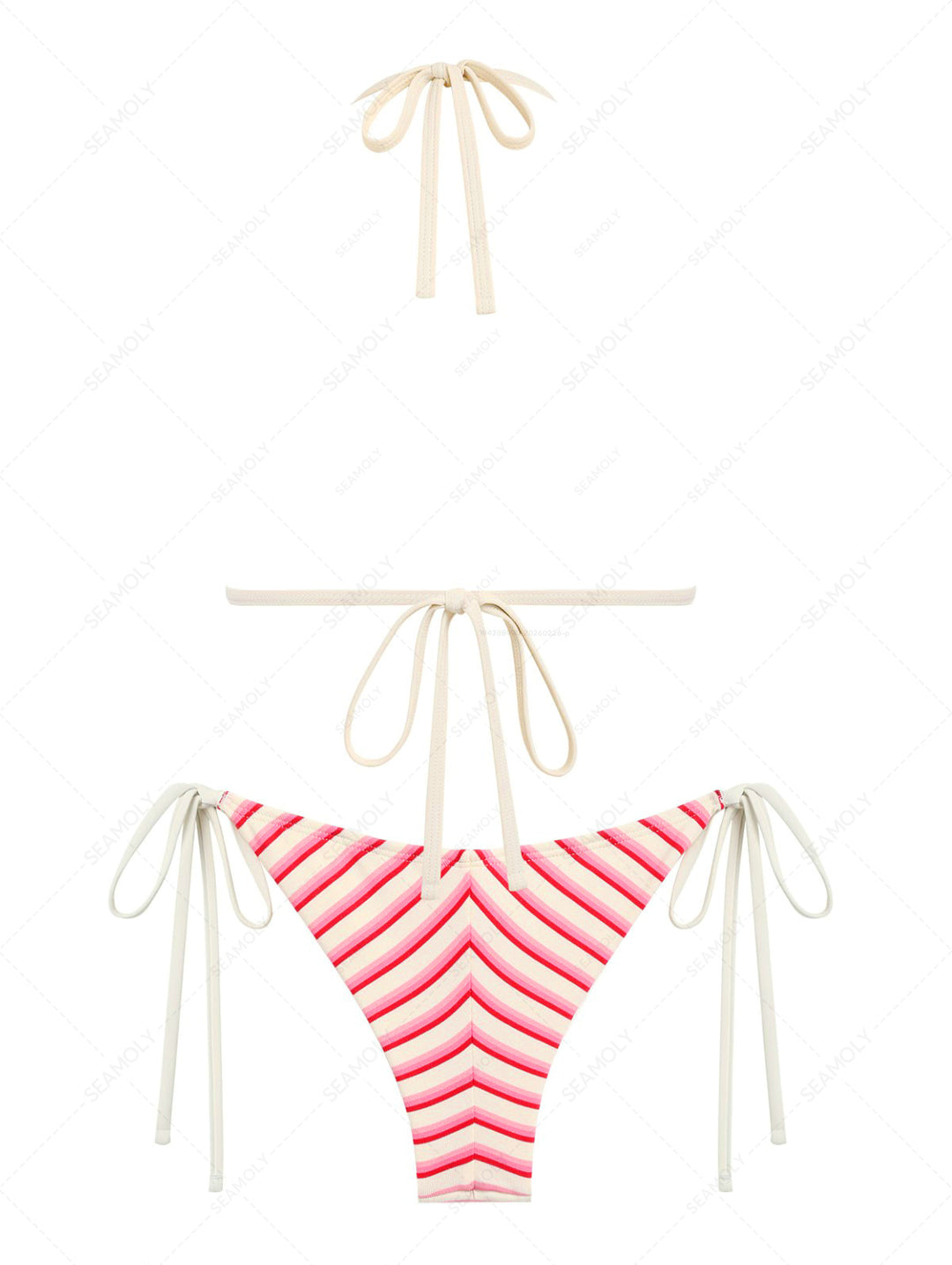 Seamolly Striped Triangle Push Up Top & Cheeky Brazilian Bottom Bikini Set